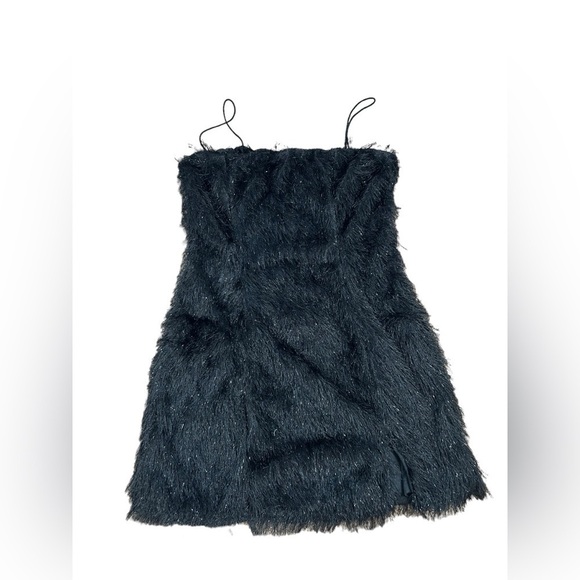 Princess Polly xx Socialite Black Mini Furry Shimmer Bodycon Dress Size US 4 - Picture 3 of 14
